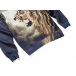 S-3XL Mens Fierce Lion Printed Sweatshirt 3D Animal Hoodie Raglan Sleeve Printing Casual Outwear Sweat Homme Sudadera Hombre