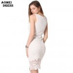 S 5XL Summer Sleeveless Crochet Dress Embroidery Lace Sundress Ladies White Black Women's Dresses Robes Slim workwear Tunics