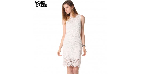 ladies white crochet dress