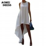 S M 3XL 5XL Women Summer Bohemian White Irregular Beach Dress Loose Flare Tunic Female Sleeveless Beachwear Boho Gowns Dresses