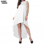 S M 3XL 5XL Women Summer Bohemian White Irregular Beach Dress Loose Flare Tunic Female Sleeveless Beachwear Boho Gowns Dresses