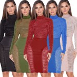 S-XL New Arrival Summer 2017 Black Patchwork Mesh Sheer Party Dresses Stretchy Sexy Club Wear White Bodycon Dress Plus Size