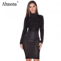 S-XL New Arrival Summer 2017 Black Patchwork Mesh Sheer Party Dresses Stretchy Sexy Club Wear White Bodycon Dress Plus Size