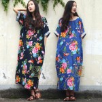 SCUWLINEN 2017 Women Summer Linen Dress Vintage Flower with Butterfly Print Loose Medium-Long Robe Plus Size Casual Dress S18