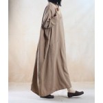 SCUWLINEN Vestido Linen Maxi Casual Dress 2017 Spring Pullover Long-sleeve Loose Plus Size Women Dress V-Neck Vintage Dress