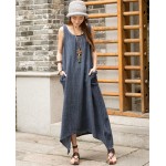 SCUWLINEN Vestidos 2017 Summer Dress Women Sleeveless Tank Linen Dress Irregular Hem Beach Party Dress Maxi Long Women Dress S17