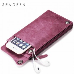 SENDEFN Wallet New Fashion Wallet Women Genuine Leather Wallet Brand Women Purse Long Purse Coin Purse Money Bag For iPhone7S 
