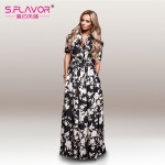 S.FLAOR Brand Women chiffon thin dress 2017 women Summer fashion long dress V-Neck Floor-Length sexy vestidos new fashion style 