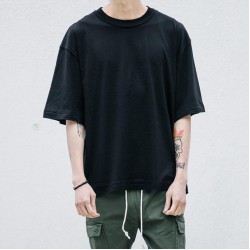 SHOWERSMILE Brand Large Mens Extra Long T Shirts Oversize Longline Shirt Cotton Solid Half Sleeve Mens Hip Hop Clothing Summer