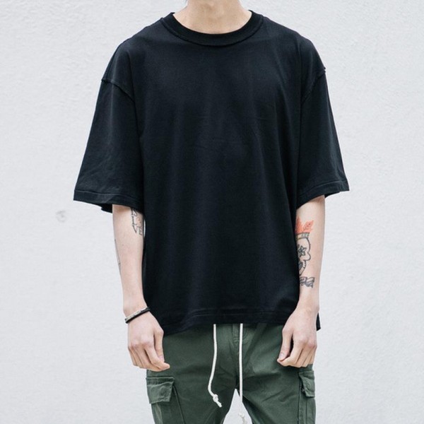 SHOWERSMILE Brand Large Mens Extra Long T Shirts Oversize Longline Shirt Cotton Solid Half Sleeve Mens Hip Hop Clothing Summer