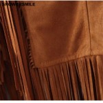 SHOWERSMILE Brand Women Fringe Vest Faux Suede Sleeveless Jacket Tassel Ethnic Waistcoat Ladies Gilet Fashion Female Clothing