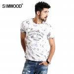 SIMWOOD 2017 Spring Summer New Arrival Print Letter T Shirts Men Casual Tees 100% cotton Plus Size TD1156