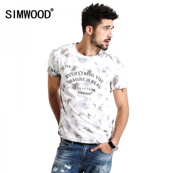 SIMWOOD 2017 Spring Summer New Arrival Print Letter T Shirts Men Casual Tees 100% cotton Plus Size TD1156