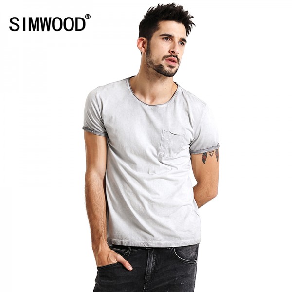SIMWOOD 2017 Spring Summer T Shirts Men 100% Pure Cotton Fashion Vintage Tees TD1121