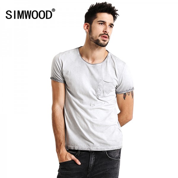 SIMWOOD 2017 Spring Summer T Shirts Men 100% Pure Cotton Fashion Vintage Tees TD1121