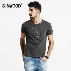 SIMWOOD Shorts Sleeve T Shirts Men 2017 New Spring Summer 100% Pure Cotton  Vintage Cartoon  Tees O neck TD1137