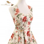 SISHION 100% Cotton Halter Rockabilly Summer 50s 60s Retro Vintage Dresses Floral Print Swing Housewife Elegant Dress VD0077