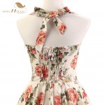 SISHION 100% Cotton Halter Rockabilly Summer 50s 60s Retro Vintage Dresses Floral Print Swing Housewife Elegant Dress VD0077