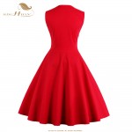 SISHION 2017 New 50s 60s Retro Vintage Dress Audrey Hepburn Sleeveless Spring Summer Patchwork Plus Size Red Women Dress VD0424