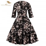 SISHION Floral Print Women Dress 2017 Half Sleeve Retro Swing Vintage S-4XL Plus Size Spring Summer Dress Tunic Vestidos VD0416