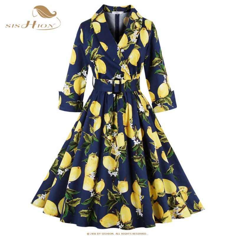 lemon print plus size dress