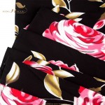 SISHION Plus Size Summer Dress S-XXL Women Sleeveless Black Floral Print Swing Retro Vintage Rockabilly Dress Party Gown 487