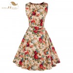 SISHION Print Floral Dress Women Ladies Plus Size Flower Pattern Rockabilly 50s Vintage Dresses Club Sexy 60s Party Dress 0276B