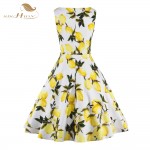 SISHION S-XXL Plus Size Women Fruit Lemon Dress Tunic Vestidos Retro Vintage 50s Rockabilly Floral Swing Summer Dresses Elegant
