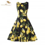 SISHION S-XXL Plus Size Women Fruit Lemon Dress Tunic Vestidos Retro Vintage 50s Rockabilly Floral Swing Summer Dresses Elegant
