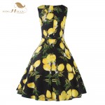 SISHION S-XXL Plus Size Women Fruit Lemon Dress Tunic Vestidos Retro Vintage 50s Rockabilly Floral Swing Summer Dresses Elegant