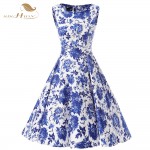SISHION Women Floral Summer Dresses Sleeveless Retro 50s Plus Size Vintage Mint Green Casual Rockabilly Dress Tunic Vestidos 110