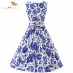 SISHION Women Floral Summer Dresses Sleeveless Retro 50s Plus Size Vintage Mint Green Casual Rockabilly Dress Tunic Vestidos 110