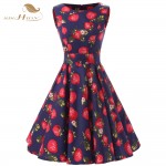 SISHION Women Floral Summer Dresses Sleeveless Retro 50s Plus Size Vintage Mint Green Casual Rockabilly Dress Tunic Vestidos 110