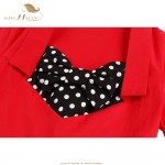 SISHION Women Red Dresses Patchwork Polka Dot Half Sleeve Dress Plus Size 50s 60s Big Swing Vintage Dress