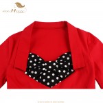 SISHION Women Red Dresses Patchwork Polka Dot Half Sleeve Dress Plus Size 50s 60s Big Swing Vintage Dress