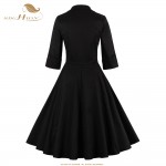 SISHION Women Red Dresses Patchwork Polka Dot Half Sleeve Dress Plus Size 50s 60s Big Swing Vintage Dress