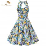 SISHION Women Summer Dress Plus Size XXL Halter Floral Retro Vintage Rockabilly Dress Pin Up vestidos Ladies Casual Dress VD0076