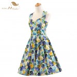 SISHION Women Summer Dress Plus Size XXL Halter Floral Retro Vintage Rockabilly Dress Pin Up vestidos Ladies Casual Dress VD0076