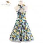 SISHION Women Summer Dress Plus Size XXL Halter Floral Retro Vintage Rockabilly Dress Pin Up vestidos Ladies Casual Dress VD0076