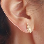 SMJEL New Fashion Jewelry Silver Color Fallen Leaves Stud Earrings for Women Vintage Leaf Earrings Gifts Men S038
