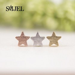 SMJEL New Fashion Women Earrings Brushed Geometric Star Stud Earrings for Women Party Gifts