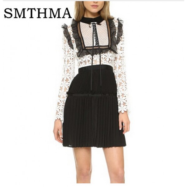 SMTHMA 2017 spring and winter self portrait Runway  flower lace Patchwork dress