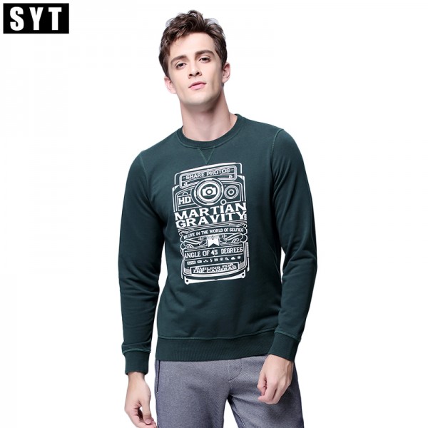 SYT 2016 Brand fashion men hoodies design Print casual male pullover mens crewneck  Long Sleeve Round Neck sweatshirt S6WT005