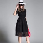 Sale Vestido New 2016 Summer Fashion Sexy Hollow Elegant Lace Party Dress High Quality Plus Size Women Clothing Casual Dresses