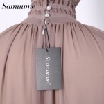 Samuume High Class Turtleneck Chiffon Princess Dresses Women 2017 Long Petal Sleeve Back Transparent Sexy Dress Vestido A1610059