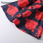 Samuume Vintage Rose Floral Print Embroidery Tank Dress Women 2017 New O-Neck High Waist Pleated Midi Dresses Vestidos A1604038