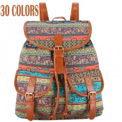 Sansarya 30 Colors Female Vintage Rucksack Printing Canvas Women Backpack Bohemian Grils School Bag Sac a Dos Drawstring Bag