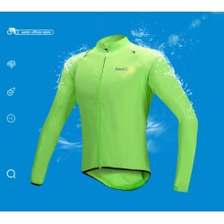 Santic Men's Cycling Rain Coat Jersey Bicycle Windproof Jacket Waterproof Skin Coat Green M5C07015V