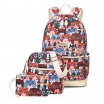 Set Backpack Women Animal Owl Printing Backpack Canvas Bookbags School Backpacks Bags for Teenage girls Bagpack Backbag