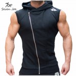 Seven Joe Mens Sleeveless Sweatshirt Hoodies Top Clothing Hooded Tank Top Sporting Hooded for Men Cotton Solid hoodies